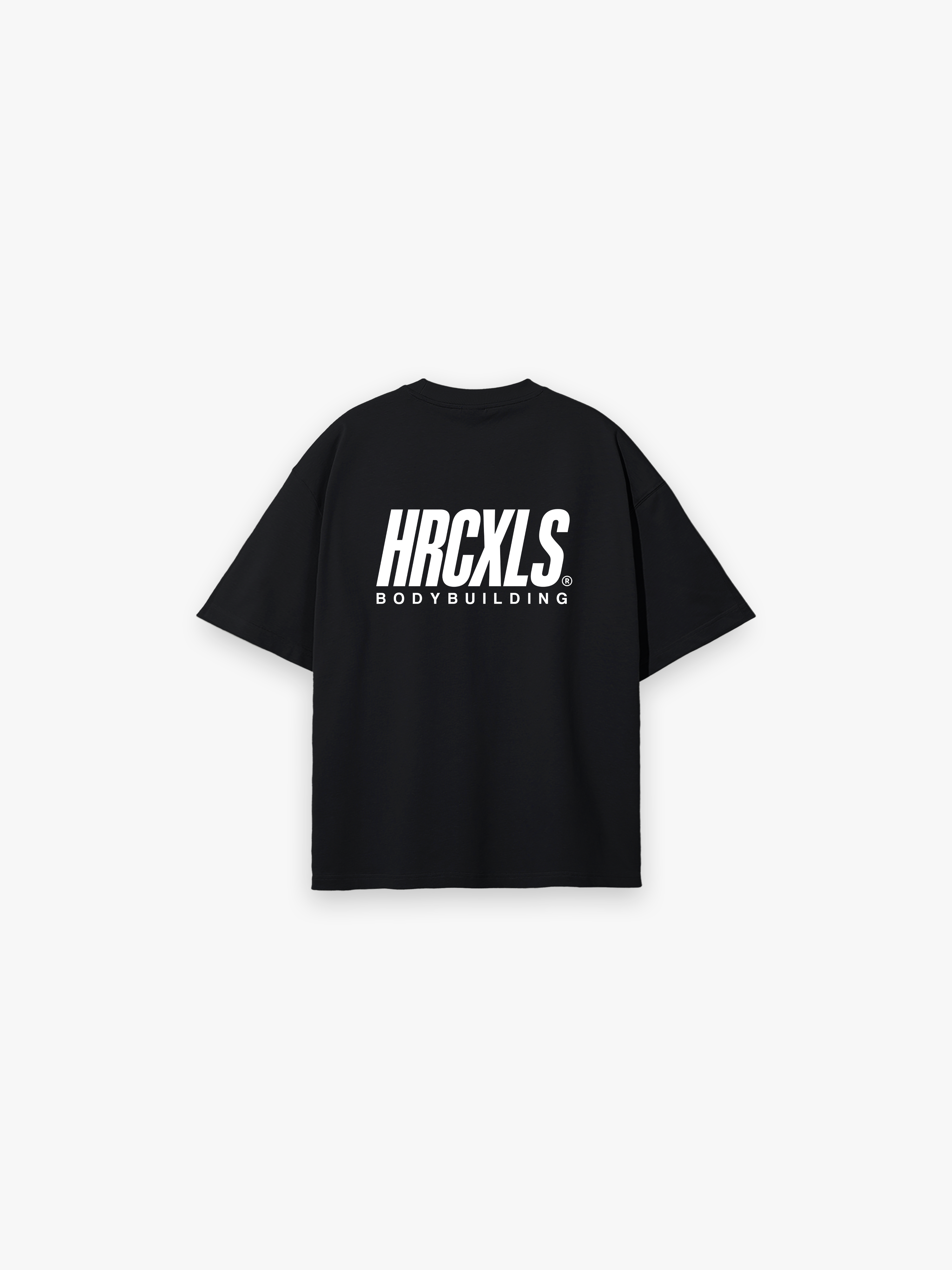 HERCXLES Bodybuilding Oversized T-Shirt in Black - back flat lay